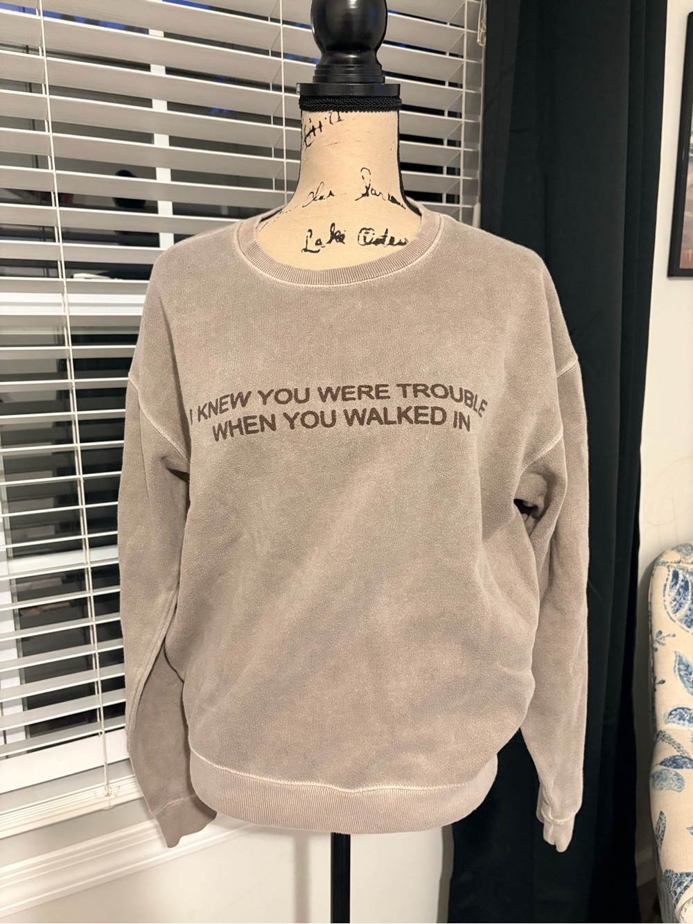 Taylor swift red tour Taupe Crewneck Sweatshirt with Script Chest Text